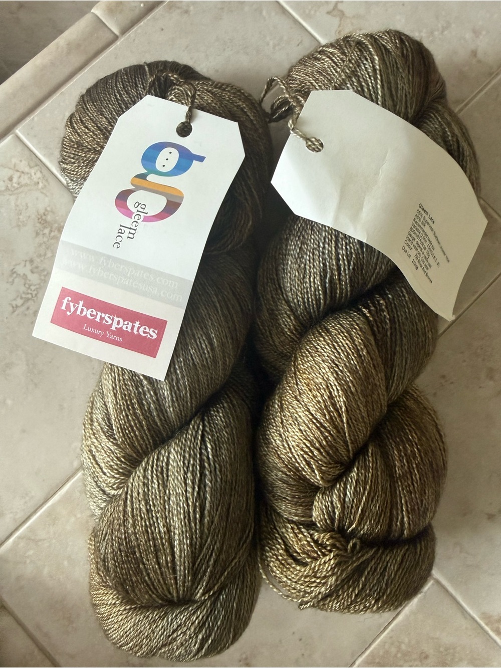 Fyberspates Luxury Yarn Hanks in Shimmery Olive-Gold - Silver and Bronze